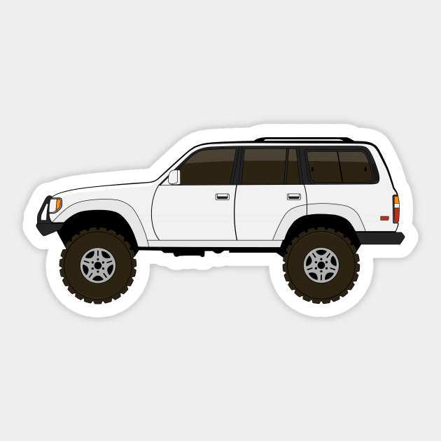 fj80 Land Cruiser white Sticker by -oddlyeven-